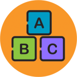 Three blocks containing the letters A, B, and C.